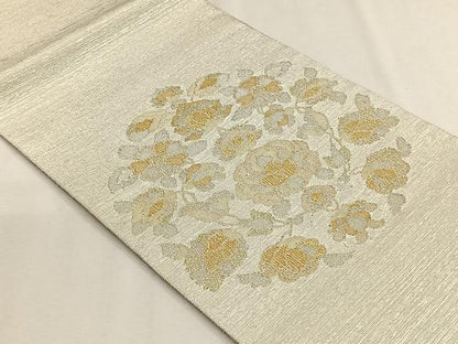 平和屋着物▽太鼓柄袋帯　スリーシーズン　春夏秋　舞花文　金銀糸　正絹　逸品　未使用　CABH7402yk