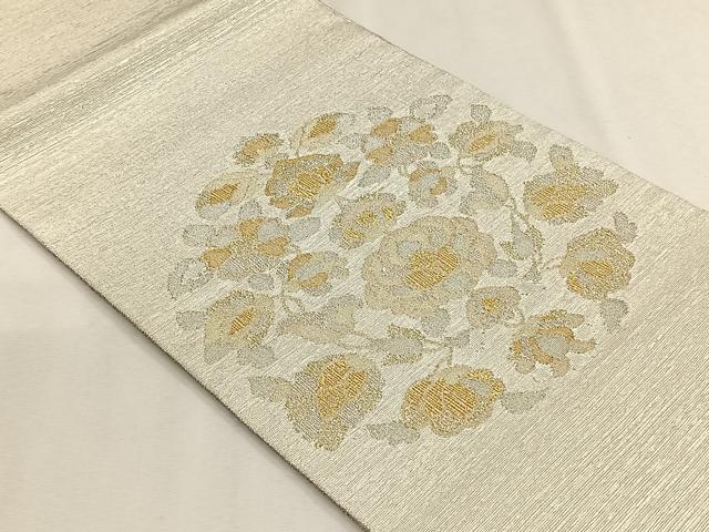 平和屋着物▽太鼓柄袋帯　スリーシーズン　春夏秋　舞花文　金銀糸　正絹　逸品　未使用　CABH7402yk