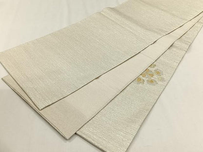 平和屋着物▽太鼓柄袋帯　スリーシーズン　春夏秋　舞花文　金銀糸　正絹　逸品　未使用　CABH7402yk