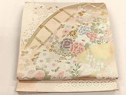 平和屋着物◎六通柄袋帯　唐織　光悦垣花寄文　金銀糸　正絹　逸品　CABH7403yk