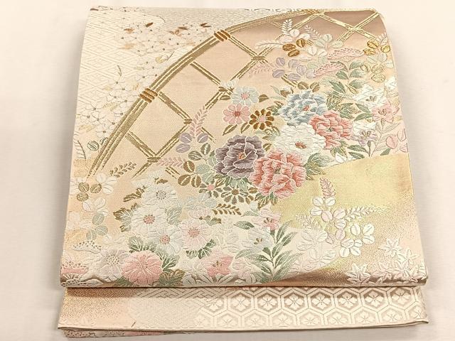 平和屋着物◎六通柄袋帯　唐織　光悦垣花寄文　金銀糸　正絹　逸品　CABH7403yk