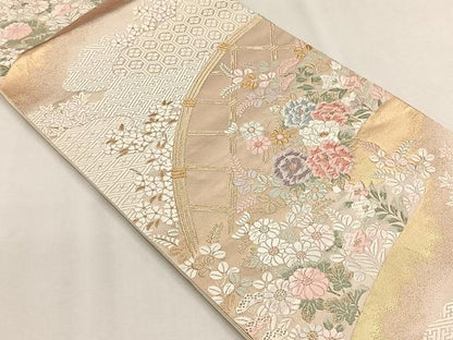 平和屋着物◎六通柄袋帯　唐織　光悦垣花寄文　金銀糸　正絹　逸品　CABH7403yk