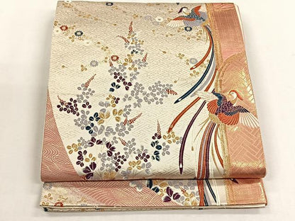 平和屋着物◎六通柄袋帯　九百錦　鳳凰花唐草文　金糸　正絹　逸品　CABH7404yk