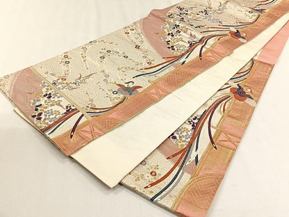 平和屋着物◎六通柄袋帯　九百錦　鳳凰花唐草文　金糸　正絹　逸品　CABH7404yk