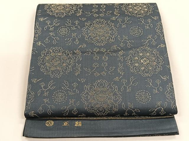 平和屋着物◎六通柄袋帯　花唐草文　金糸　正絹　逸品　CABH7408yk