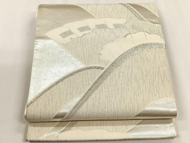 平和屋着物◎六通柄袋帯　檜扇霞文　銀糸　正絹　逸品　CABH7409yk