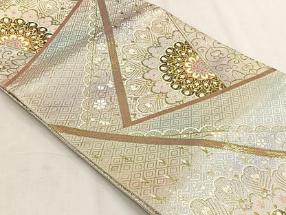 平和屋着物◎二重箔佐賀錦　六通柄袋帯　花唐草文　金糸　やまとオリジナル　正絹　逸品　未使用　CABH7417yk