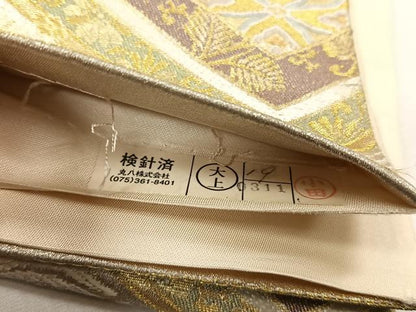 平和屋着物◎六通柄袋帯　唐織　菱鳳凰草花文　金銀糸　正絹　逸品　CABH7422yk