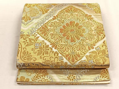 平和屋着物◎六通柄袋帯　菱花文　金銀糸　正絹　逸品　CABH7423yk