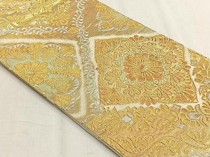 平和屋着物◎六通柄袋帯　菱花文　金銀糸　正絹　逸品　CABH7423yk