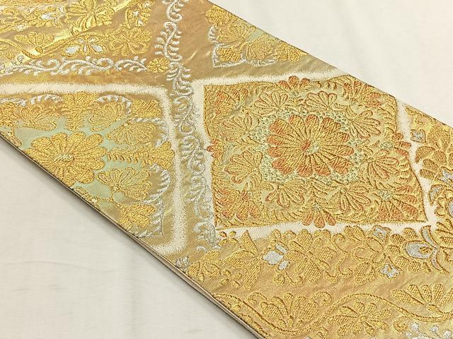 平和屋着物◎六通柄袋帯　菱花文　金銀糸　正絹　逸品　CABH7423yk