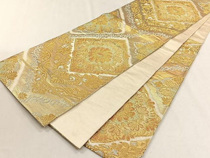 平和屋着物◎六通柄袋帯　菱花文　金銀糸　正絹　逸品　CABH7423yk