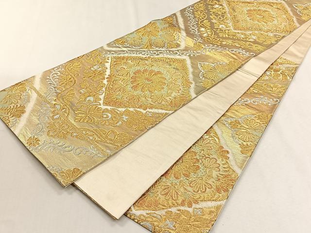 平和屋着物◎六通柄袋帯　菱花文　金銀糸　正絹　逸品　CABH7423yk