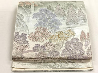平和屋着物◎六通柄袋帯　上賀茂の里　プラチナ二重箔　正絹　逸品　CABH7431yk