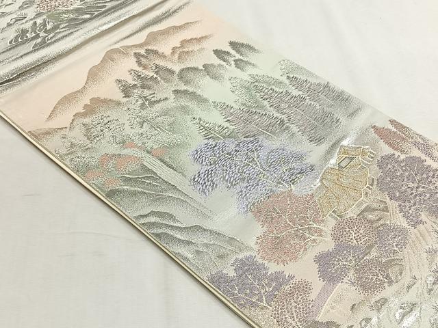 平和屋着物◎六通柄袋帯　上賀茂の里　プラチナ二重箔　正絹　逸品　CABH7431yk