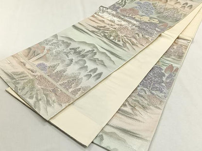平和屋着物◎六通柄袋帯　上賀茂の里　プラチナ二重箔　正絹　逸品　CABH7431yk