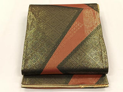 平和屋着物◎両面　全通柄袋帯　色紙重ね文　金糸　正絹　逸品　CABH7436yk