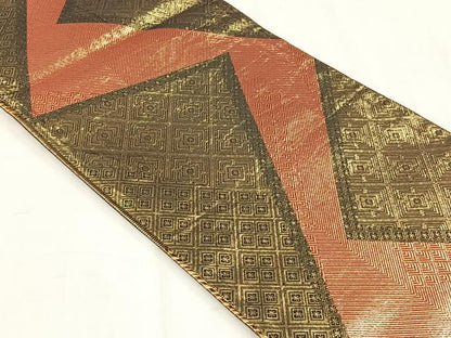 平和屋着物◎両面　全通柄袋帯　色紙重ね文　金糸　正絹　逸品　CABH7436yk