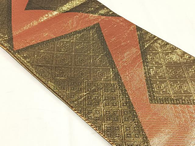 平和屋着物◎両面　全通柄袋帯　色紙重ね文　金糸　正絹　逸品　CABH7436yk