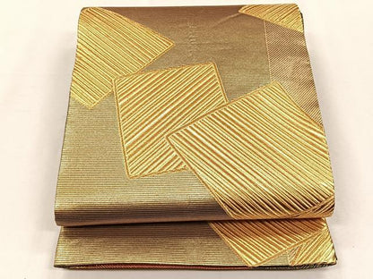 平和屋着物◎両面　全通柄袋帯　色紙重ね文　金糸　正絹　逸品　CABH7436yk