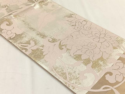 平和屋着物◎六通柄袋帯　更紗花唐草文　金糸　正絹　逸品　CABH7438yk
