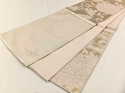平和屋着物◎六通柄袋帯　更紗花唐草文　金糸　正絹　逸品　CABH7438yk