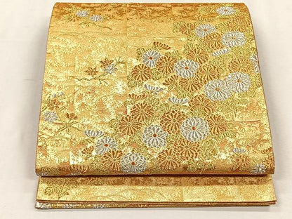 平和屋着物◎六通柄袋帯　草花文　金銀糸　正絹　逸品　CABH7444yk