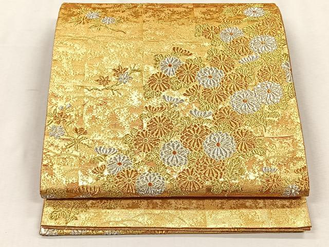 平和屋着物◎六通柄袋帯　草花文　金銀糸　正絹　逸品　CABH7444yk