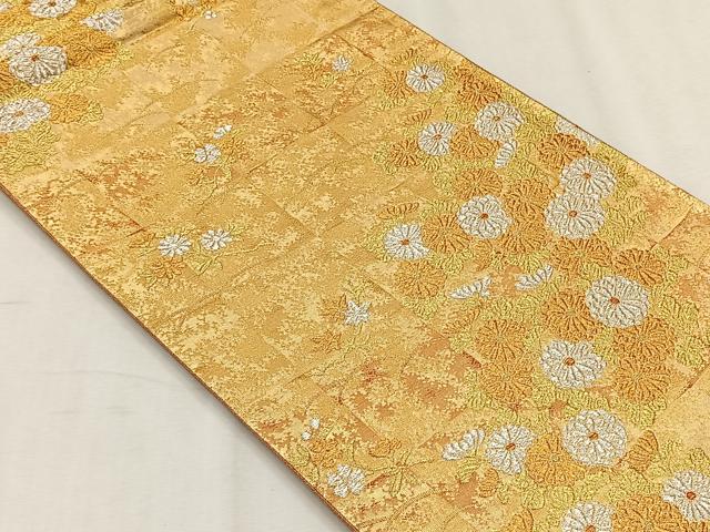 平和屋着物◎六通柄袋帯　草花文　金銀糸　正絹　逸品　CABH7444yk