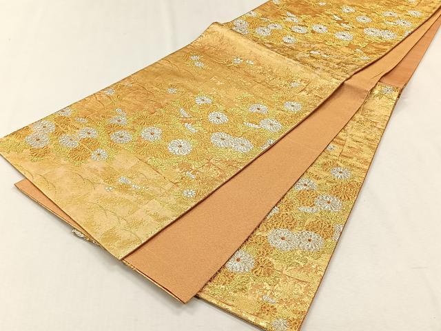 平和屋着物◎六通柄袋帯　草花文　金銀糸　正絹　逸品　CABH7444yk