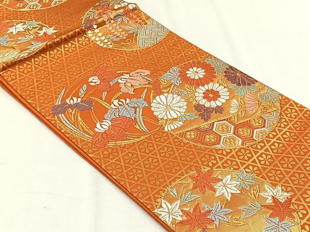 平和屋着物◎六通柄袋帯　能衣唐錦　金糸　正絹　逸品　CABH7445yk