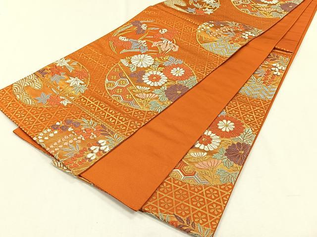 平和屋着物◎六通柄袋帯　能衣唐錦　金糸　正絹　逸品　CABH7445yk