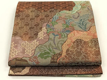 平和屋着物◎六通柄袋帯　名物裂　金糸　正絹　逸品　CABH7447yk