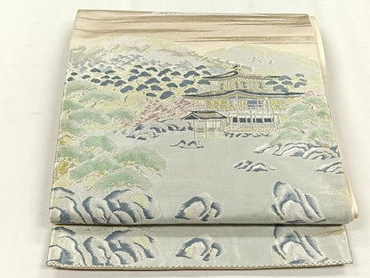 平和屋着物◎六通柄袋帯　金閣寺　金銀糸　正絹　逸品　CABH7448yk