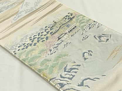 平和屋着物◎六通柄袋帯　金閣寺　金銀糸　正絹　逸品　CABH7448yk