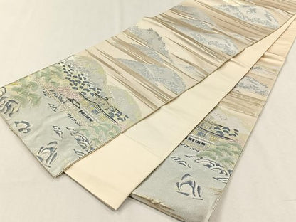 平和屋着物◎六通柄袋帯　金閣寺　金銀糸　正絹　逸品　CABH7448yk