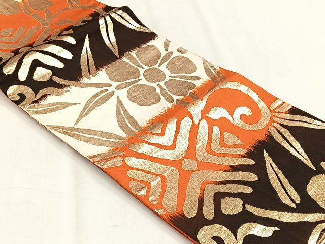 平和屋着物◎全通柄袋帯　花唐草文　金糸　正絹　逸品　CABH7454yk