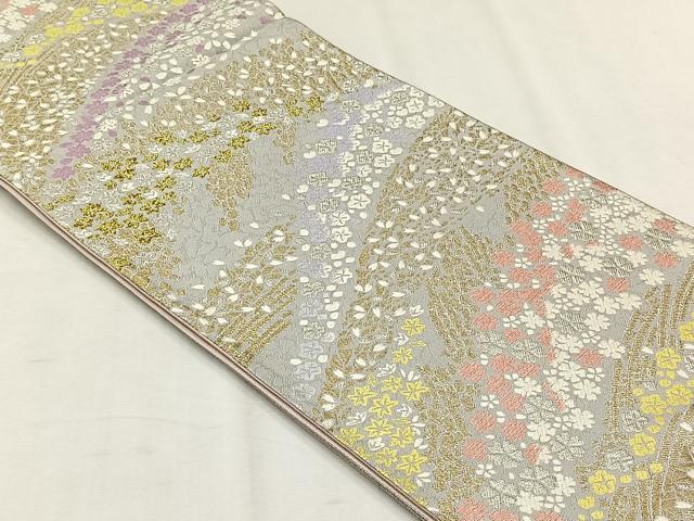 平和屋着物◎六通柄袋帯　草花文　金銀糸　正絹　逸品　CABH7455yk