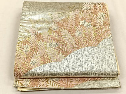 平和屋着物◎六通柄袋帯　唐織　草花文　金銀糸　正絹　逸品　CABH7456yk