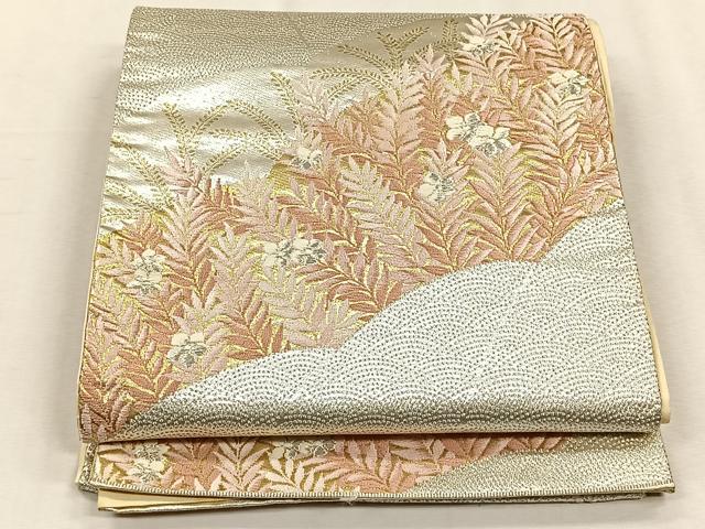 平和屋着物◎六通柄袋帯　唐織　草花文　金銀糸　正絹　逸品　CABH7456yk