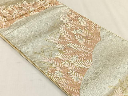 平和屋着物◎六通柄袋帯　唐織　草花文　金銀糸　正絹　逸品　CABH7456yk