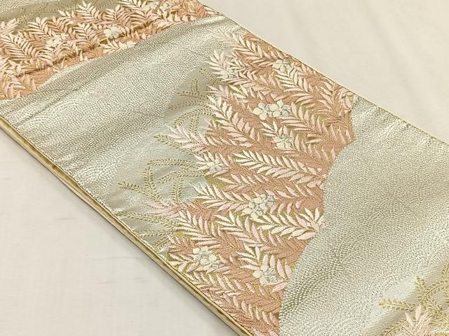 平和屋着物◎六通柄袋帯　唐織　草花文　金銀糸　正絹　逸品　CABH7456yk