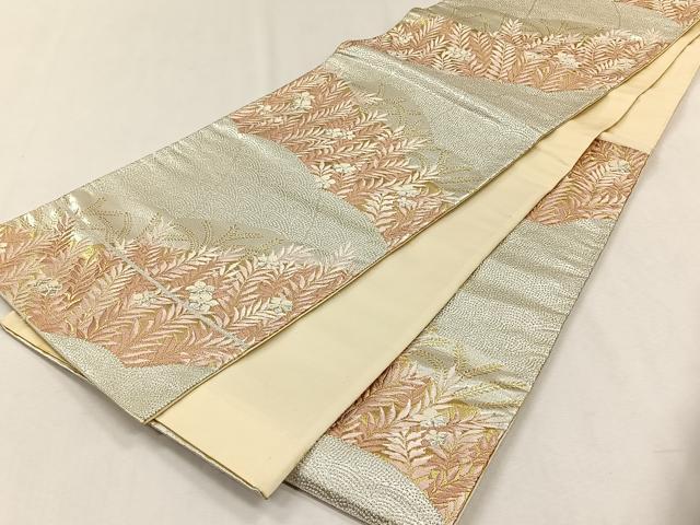平和屋着物◎六通柄袋帯　唐織　草花文　金銀糸　正絹　逸品　CABH7456yk