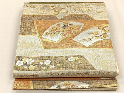 平和屋着物◎六通柄袋帯　地紙草花文　金銀糸　正絹　逸品　CABH7457yk