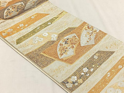 平和屋着物◎六通柄袋帯　地紙草花文　金銀糸　正絹　逸品　CABH7457yk