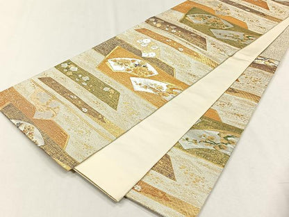平和屋着物◎六通柄袋帯　地紙草花文　金銀糸　正絹　逸品　CABH7457yk