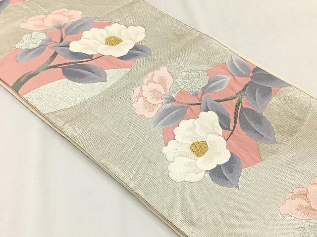 平和屋着物◎六通柄袋帯　枝椿　金銀糸　正絹　逸品　CABH7459yk