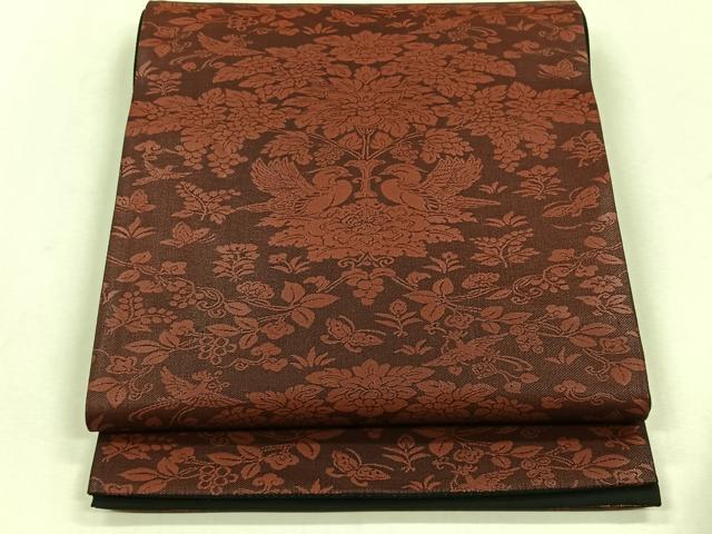 平和屋着物◎六通柄袋帯　向かい鳥花文　正絹　逸品　CABH7463yk