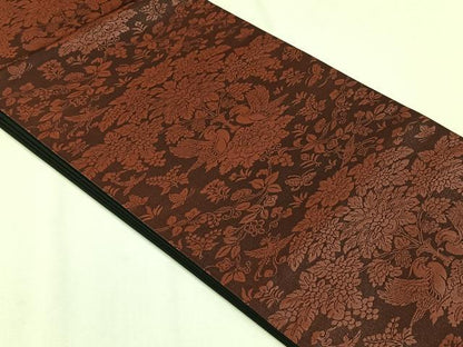 平和屋着物◎六通柄袋帯　向かい鳥花文　正絹　逸品　CABH7463yk