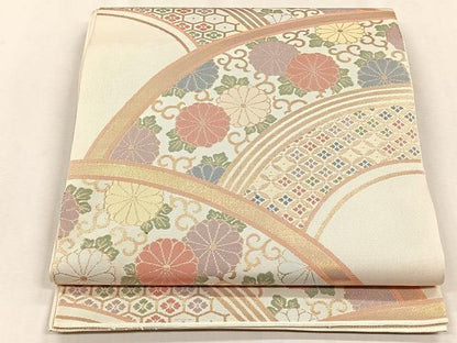 平和屋着物◎六通柄　本袋帯　吉祥菊唐草文　金糸　正絹　逸品　CABH7464yk